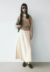 Длинная юбка-трапеция с карманами Massimo Dutti, Beige