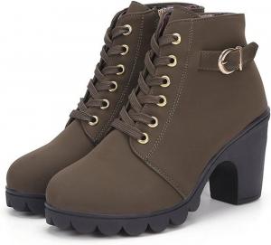 Женские модные ботильоны TOSOFT с боковой молнией, нескользящие, на высоком каблуке, туфли-ботинки для женщин на осень и зиму, Army Green