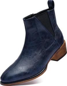 Женские ботильоны на среднем каблуке Челси с молнией Элегантные ботинки RCTEC, Blue