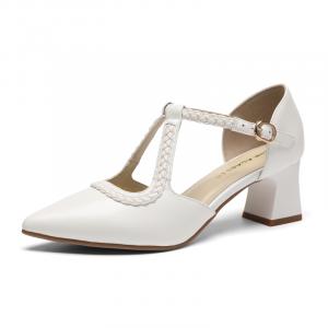 ZHR Белые женские туфли на массивном каблуке, цвет White