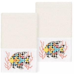 Linum Home Textiles Турецкий хлопок Feliz Набор из 2 украшенных полотенец для рук, бежевый