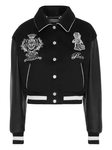 Бомбер с вышитым логотипом Philipp Plein, черный