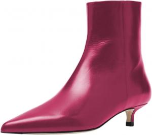 Женские ботильоны FOWT с заостренным носком, молния сбоку, низкий каблук «киска», короткие ботинки, удобные для ежедневной зимней и осенней носки, туфли под платье, размеры US 4-16, Violet Red