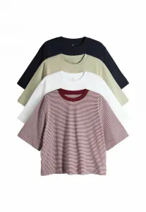 Комплект из 4 базовых футболок стандартного кроя The Set, Navy Light Green White Red