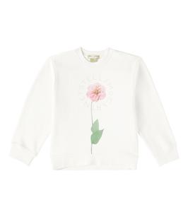 Толстовка из хлопкового джерси с цветочным принтом Stella McCartney Kids, слоновая кость