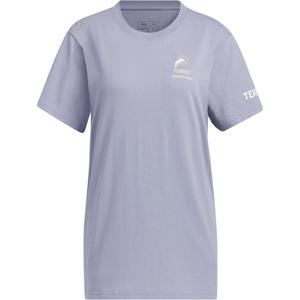 Adidas Футболка Women's Silver Gray Violet Crew Neck Moderate Straight Fit