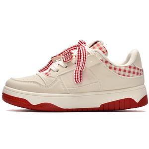 JimiXiong Женские скейтерские кроссовки бежево-красные, цвет Beige Red