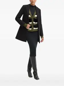 Полосатый кардиган с меховой отделкой Silvian Heach, зеленый