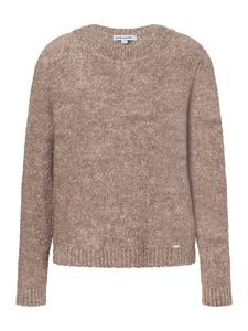 Свитер с круглым вырезом и структурой букле в цвете серо-коричневый меланж More & More