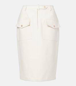 Юбка миди из смесовой хлопковой ткани Tom Ford, белый