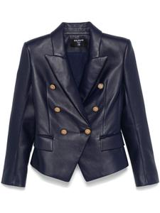 Кожаный блейзер Balmain на 6 пуговицах, синий