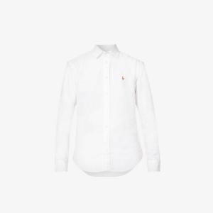Хлопковая рубашка классического кроя с фирменной вышивкой Polo Ralph Lauren, белый