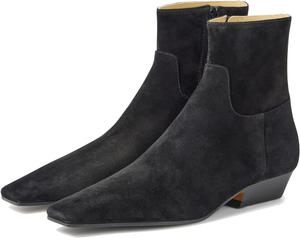 Женские замшевые ботильоны Челси с плоской подошвой, квадратным носком и боковой молнией Kapxumo, Black