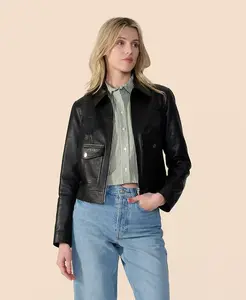 Женская кожаная куртка-бомбер Furniq UK, черный