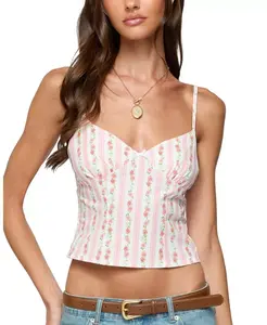 Топ Raia с цветочным принтом и полосками, без спинки Edikted, белый