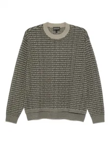 Шерстяной свитер с логотипом EMPORIO ARMANI, зеленый