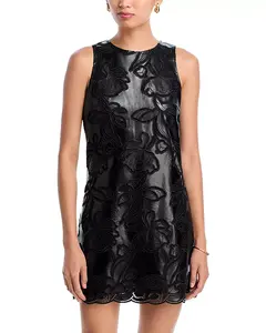 Платье из искусственной кожи с кружевом - эксклюзив Aqua, черный