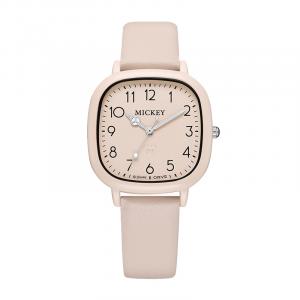 Disney Часы Mickey Series Quartz Movement Leather Strap Watch Women's Watch White Dial, Apricot