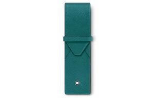 MONTBLANC Кожаная сумка для ручек из зернистой кожи унисекс бирюзово-синего цвета