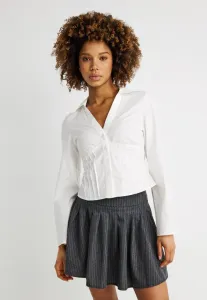 Рубашка-Блузка приталенного силуэта с пуговицами Gina Tricot, White