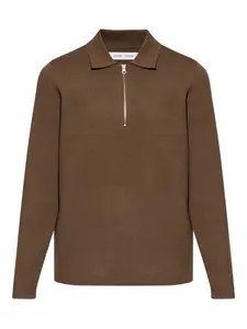 Поло с наполовину застегивающейся молнией Samsoe Samsoe, коричневый
