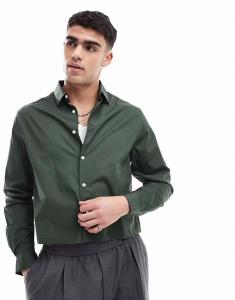 Укороченная рубашка из поплина ASOS DESIGN цвета хаки