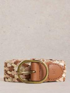 Плетёный кожаный ремень White Stuff, Mid Tan/Multi