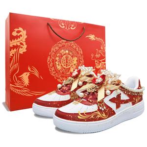 XTEP Кроссовки Air Force One с низким верхом, нескользящие, износостойкие, дышащие, унисекс, элегантные, красные