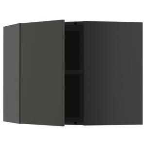 Угловой настенный шкаф с полками, черно-серый/матовый антрацитовый Nickebo, 68x60 см. IKEA Metod