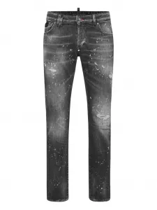 Джинсы с эффектом разбрызганной краски Philipp Plein, серый