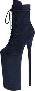 Женские ботильоны FYS с круглым носком, шнуровкой и бантом, на стойком каблуке-стилете, сверхвысокий каблук, обувь для клуба и сцены, размеры 4-16 US, Navy