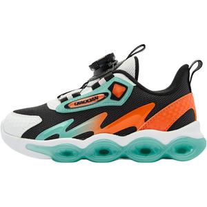 QIAODAN Детские кроссовки с низким верхом, устойчивые к износу и противоскользящим эффектом, черные/зеленые с инициалами, для детей 3–7 лет