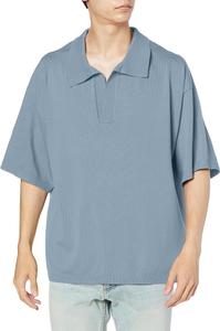 Мужская трикотажная рубашка-поло с коротким рукавом Null 50439, синий/серый