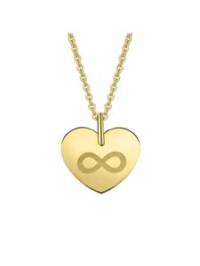 ONE ELEMENT Кулон в виде сердца с гравировкой и символом бесконечности из желтого золота 333 пробы