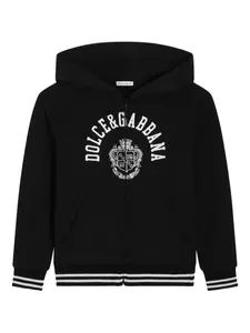 Худи на молнии с графичным принтом Dolce & Gabbana Kids, черный