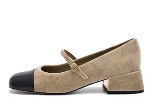 Туфли Мэри Джейн на массивном каблуке, женские, светло-серые PEDRO, Light Taupe
