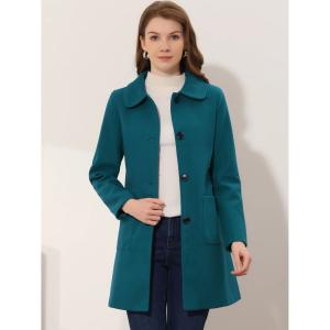 Женское однобортное зимнее пальто средней длины с отложным воротником ALLEGRA K