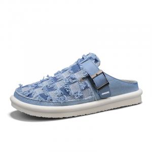 King Jinmai Мужские противоскользящие тапочки с закрытым носком и прострочкой в синем цвете, цвет Lake Blue