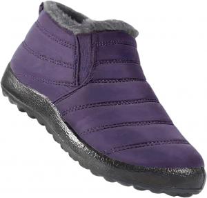 Женские зимние ботинки на снег, водонепроницаемые, легкие, с термо-подкладкой, без шнурков для холодной погоды Generic, Purple-B
