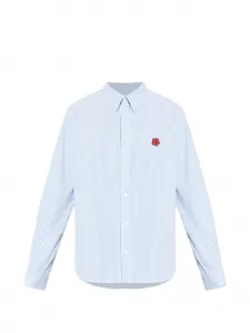 Рубашка в полоску с цветочным декором Kenzo, синий