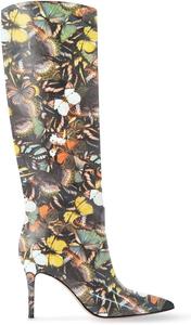 Женские сапоги FOWT с широким голенищем до колена, на невысоком каблуке, с острым носком, длинные сапоги, без застежки, повседневные, для осени, удобные, мягкие для ходьбы, размеры 4-16 US, Butterfly