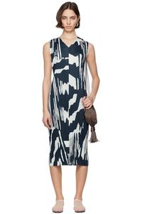 Платье макси цвета сине-зеленого рефракционного цвета PLEATS PLEASE ISSEY MIYAKE