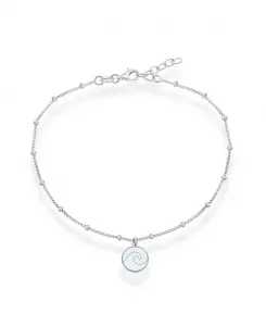 Серебряный браслет на лодыжку с бусинами и волнистым диском Simona, silver