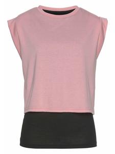 LASCANA ACTIVE Футболка 2-в-1 розового и черного цвета