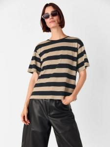 Футболка с широкой полосой и круглым вырезом Whistles, Black/Multi