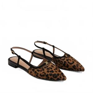 Women's Cohen Leopard Suede Slingback Flats In Tan Black Sam Edelman