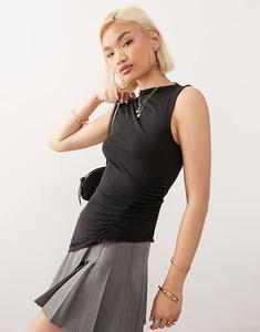 Асимметричный топ Weekday с присборенными боковыми деталями черного цвета