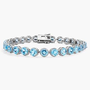 Круглый браслет из швейцарского голубого топаза из стерлингового серебра (5 мм) Blue Nile