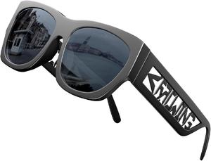 Поляризованные солнцезащитные очки ROCKNIGHT HD для вождения с защитой от УФ-излучения UV400, антибликовым покрытием, легкими, модными дужками и плоскими линзами, Black Frame/Grey Lens