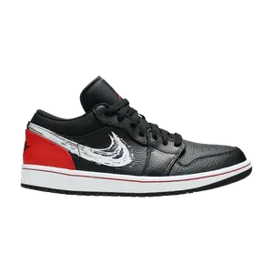 Кроссовки Air Jordan Air Jordan 1 Low 'Brushstroke Swoosh - Black Red', черный